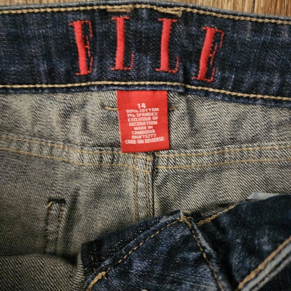 Elle Distressed Crop Blue Jeans Size 14 - Picture 3 of 6